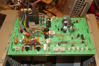 circuit boards inside oscilloscope.